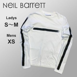 ニールバレット(NEIL BARRETT)の【春夏】ニールバレット★長袖ロンＴ★ホワイト白　黒ライン　綿　サンダーボルト(Tシャツ/カットソー(七分/長袖))