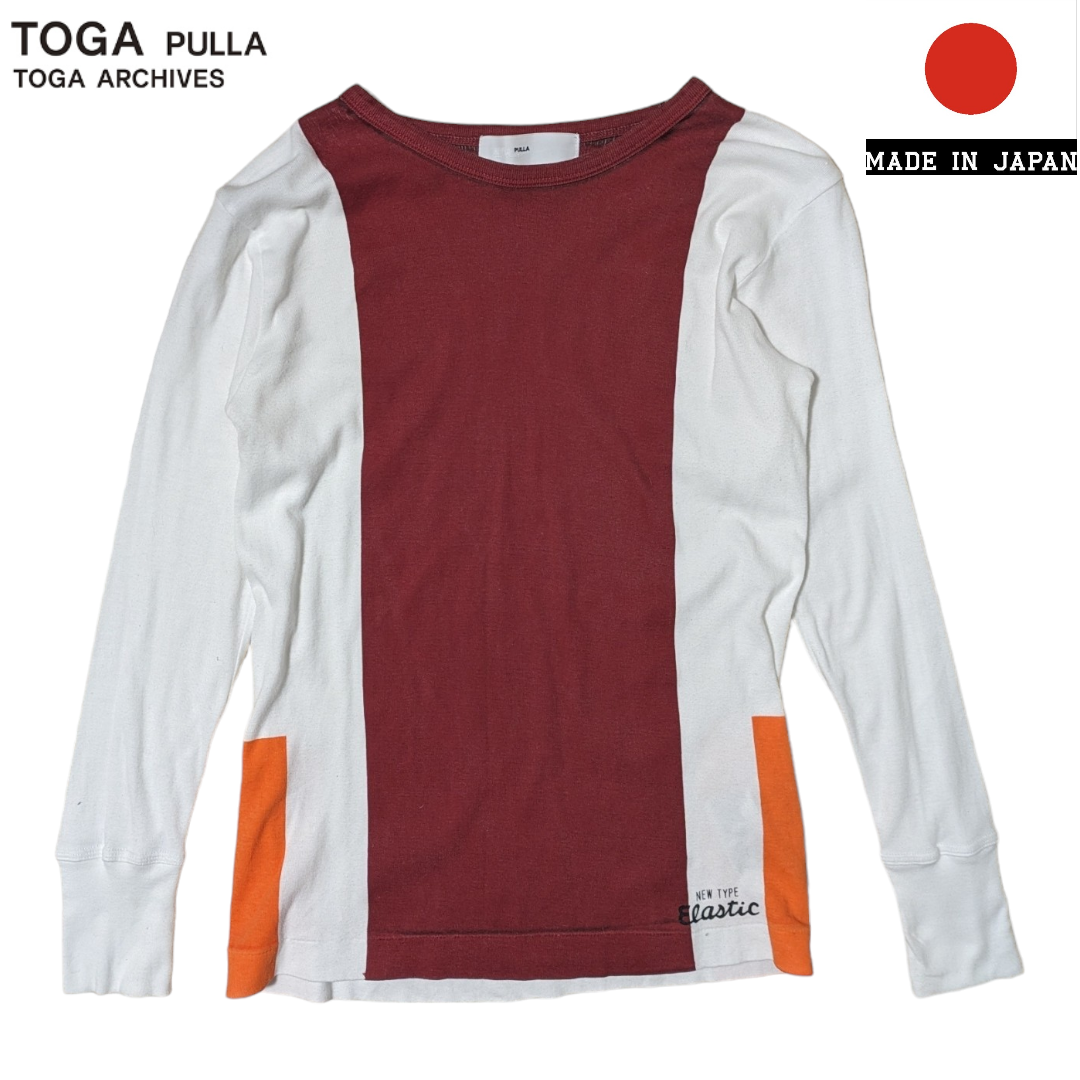 TOGA PULLA(トーガプルラ)のTOGA PULLA ホワイト バイカラー 長袖Tシャツ レディースのトップス(Tシャツ(長袖/七分))の商品写真