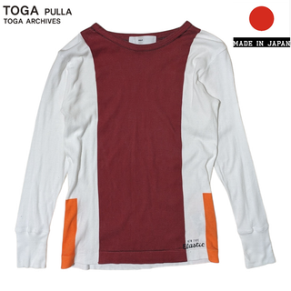 トーガプルラ(TOGA PULLA)のTOGA PULLA ホワイト バイカラー 長袖Tシャツ(Tシャツ(長袖/七分))