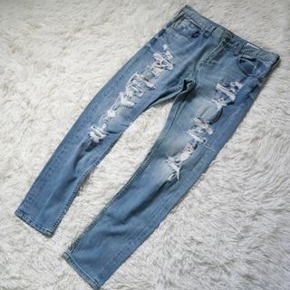 ベイフロー(BAYFLOW)のBAYFLOW DENIM クラッシュ加工デニムパンツ SLIM SKINNY(デニム/ジーンズ)