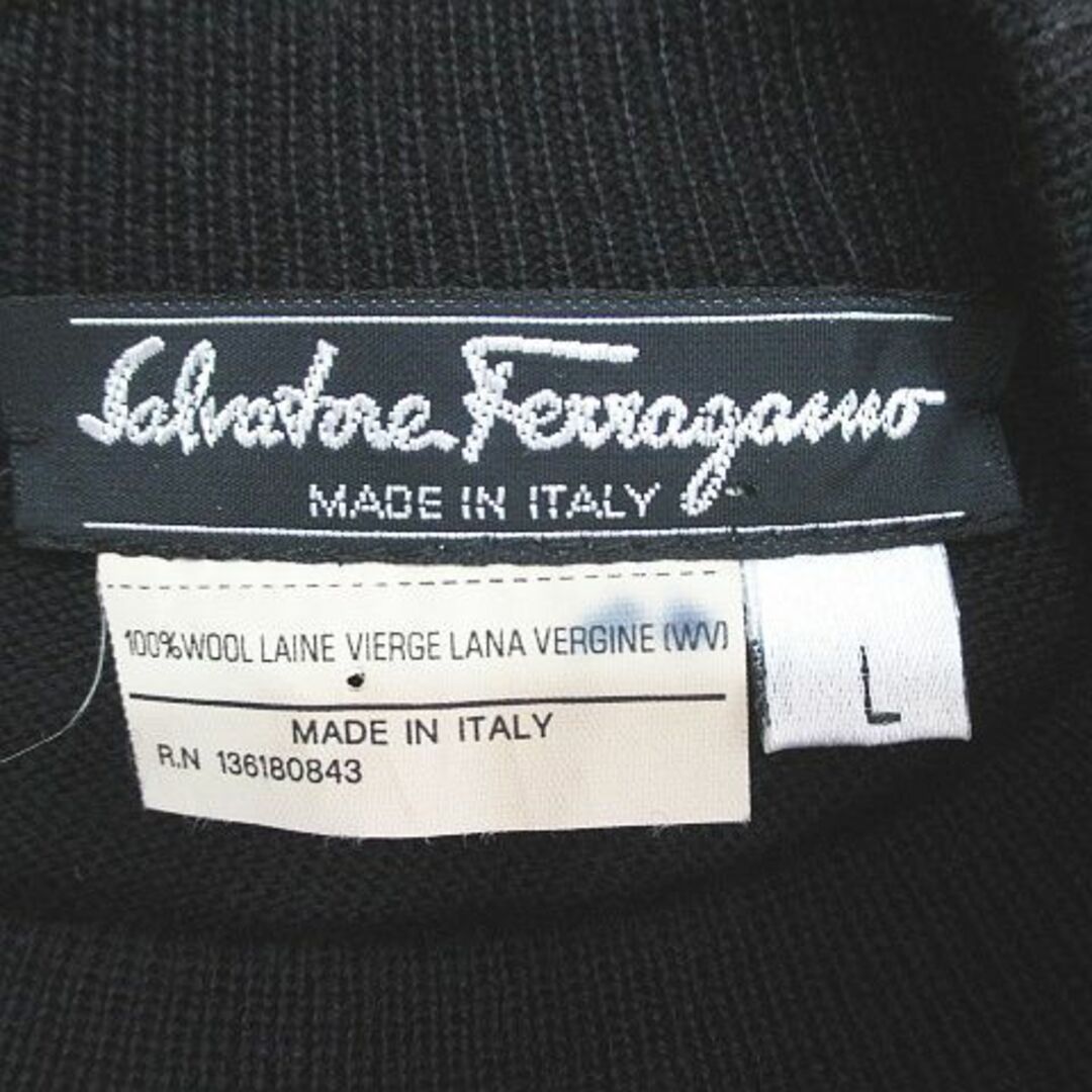 Salvatore Ferragamo(サルヴァトーレフェラガモ)のサルヴァトーレフェラガモ セットアップ 長袖 ニット 膝丈 スカート L M 黒 レディースのトップス(ニット/セーター)の商品写真