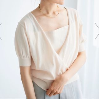 ルクールブラン(le.coeur blanc)の美品　カシュクール　サマーニット　ルクールブラン(カットソー(半袖/袖なし))