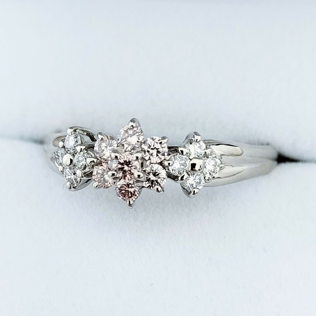 ダイヤモンド×ピンクダイヤモンド リング Pt900 0.26ct 0.21ct レディースのアクセサリー(リング(指輪))の商品写真