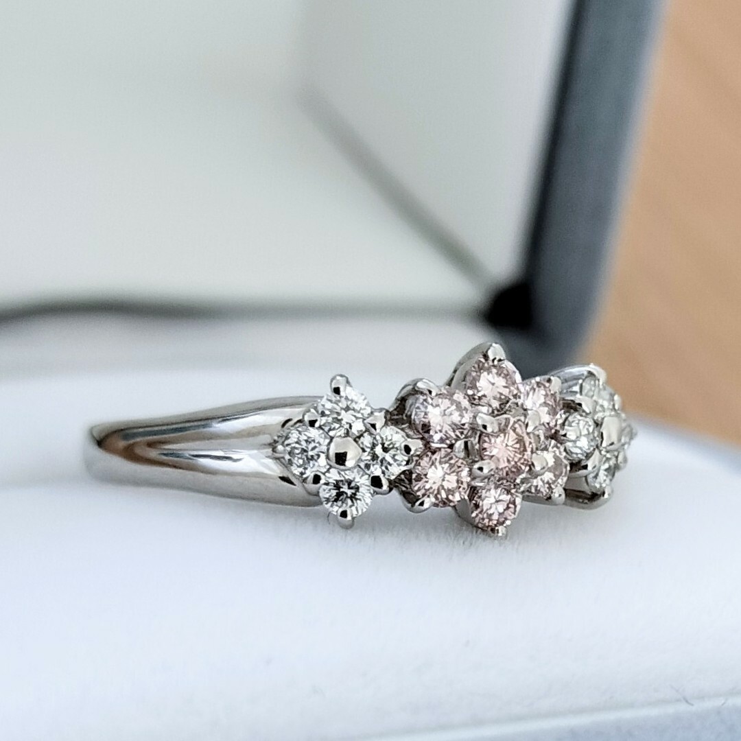 ダイヤモンド×ピンクダイヤモンド リング Pt900 0.26ct 0.21ct レディースのアクセサリー(リング(指輪))の商品写真