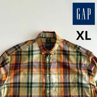 ギャップ(GAP)のOLD GAP オールドギャップ BDシャツ 長袖シャツ チェック XL 緑橙(シャツ)