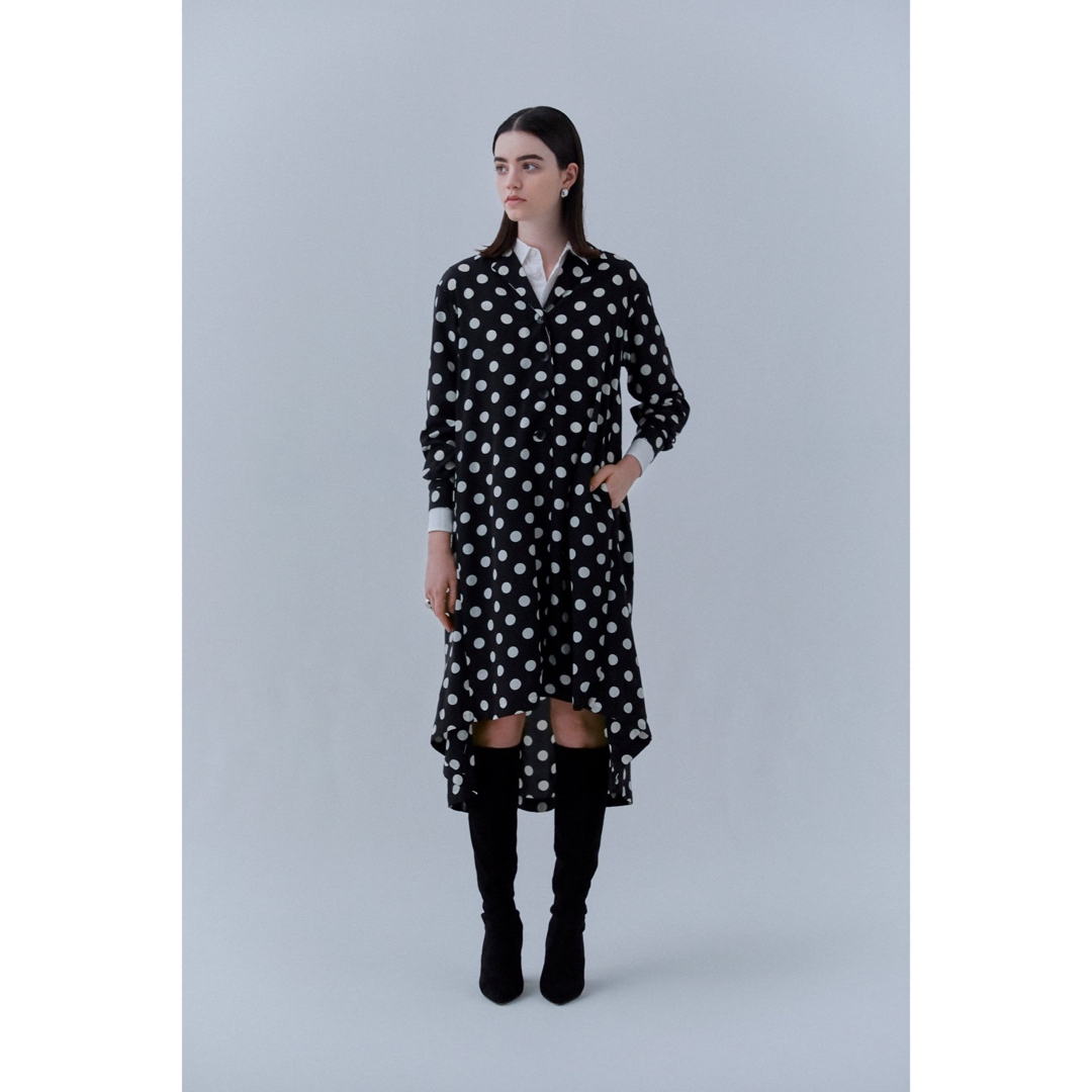 Drawer(ドゥロワー)のthe handsome Shirt dress ワンピース　ドット　ドレス レディースのワンピース(ロングワンピース/マキシワンピース)の商品写真