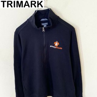 ヴィンテージ(VINTAGE)のTRIMARK 刺繍ロゴ　ハーフジップ　スウェット　トレーナー　古着　アメカジ(スウェット)