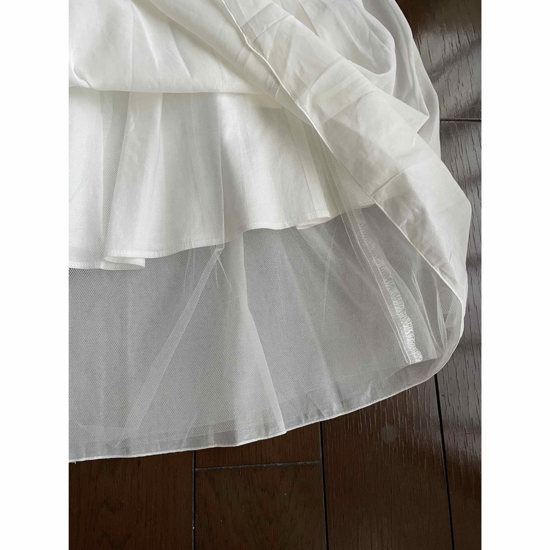 MACPHEE(マカフィー)の美品　マカフィー(トゥモローランド)チュールスカート白(36)S〜M レディースのスカート(ひざ丈スカート)の商品写真