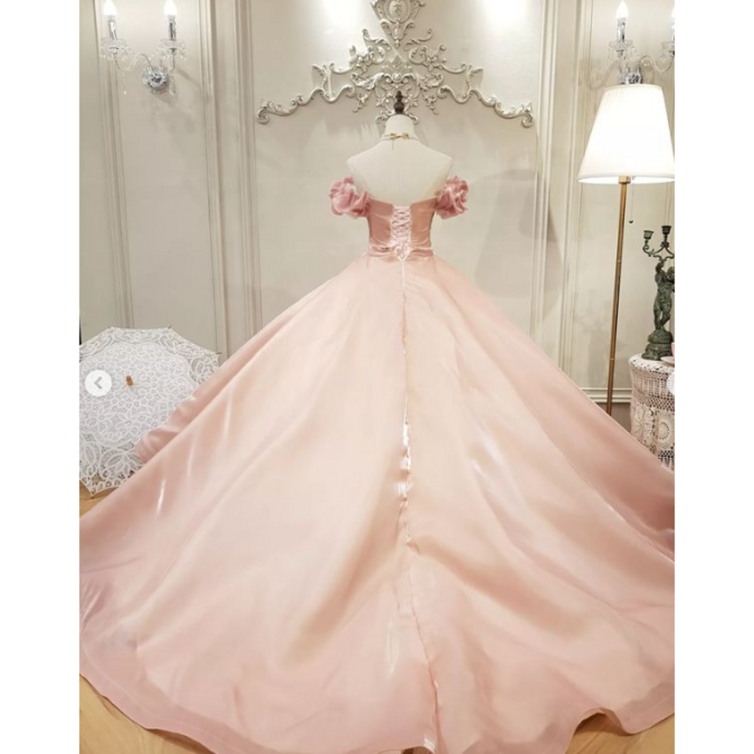 美品!ピンク パーティードレス オフショルダー プリンセス 美品!ピンク パーティードレス オフショルダー プリンセス