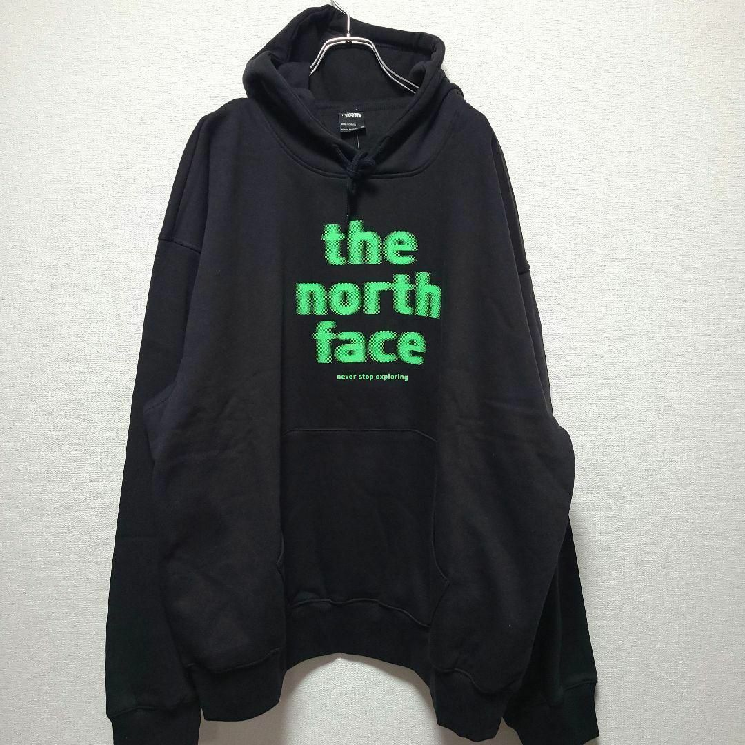 THE NORTH FACE(ザノースフェイス)の2XL ノースフェイス パーカー ネオン グリーン スウェット ロゴ 黒 緑 メンズのトップス(スウェット)の商品写真