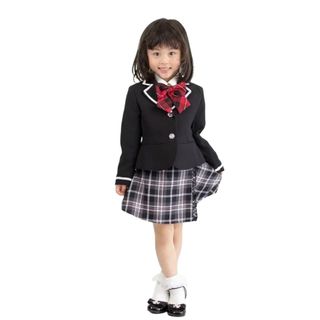 女の子フォーマル服★5点セット★110cm★黒★赤リボン★フリルスカート★入学式(ドレス/フォーマル)