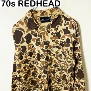 ヴィンテージ(VINTAGE)の70s REDHEAD レッドヘッド　長袖　カモフラ　シャツ　古着　アウトドア(Tシャツ/カットソー(七分/長袖))