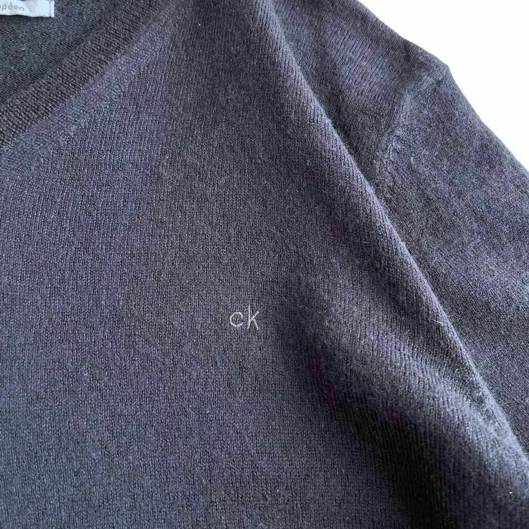 Calvin Klein(カルバンクライン)の00s Calvin Klein Vネック メリノウールニット ネイビー メンズのトップス(ニット/セーター)の商品写真