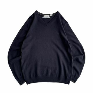 カルバンクライン(Calvin Klein)の00s Calvin Klein Vネック メリノウールニット ネイビー(ニット/セーター)