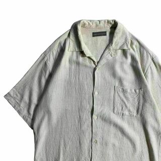 レーヨン混 半袖開襟シャツ ホワイトベージュ オープンカラーシャツ(シャツ)