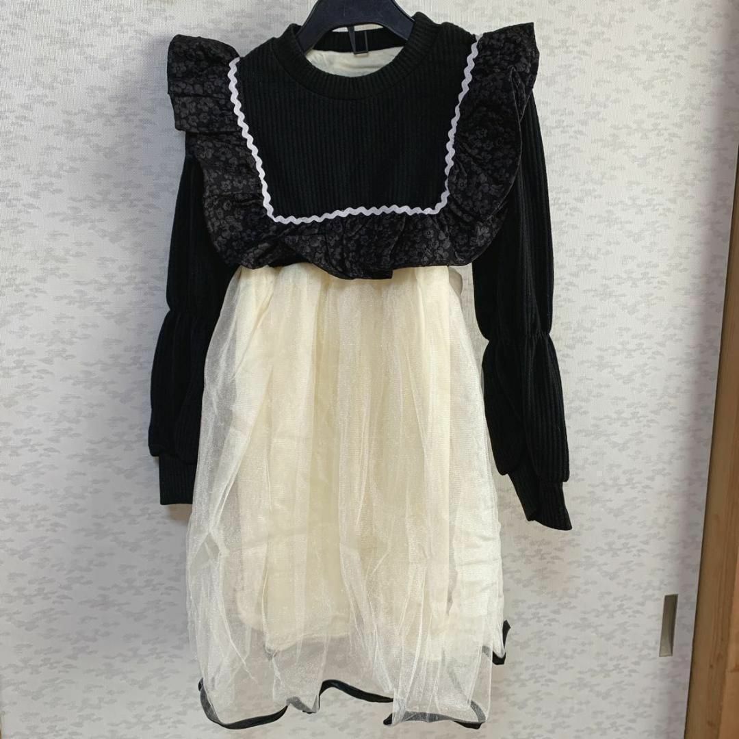 120 キッズ フォーマルワンピース ドレス  女の子 スカート ブラック キッズ/ベビー/マタニティのキッズ服女の子用(90cm~)(ワンピース)の商品写真