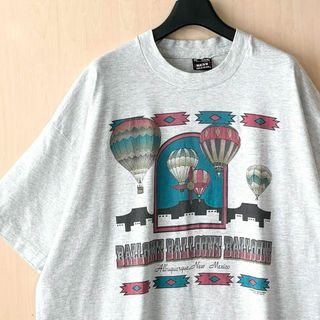 フルーツオブザルーム(FRUIT OF THE LOOM)の90s USA製古着　ヴィンテージ　グラフィック　イラストTシャツ　気球　霜降り(Tシャツ/カットソー(半袖/袖なし))