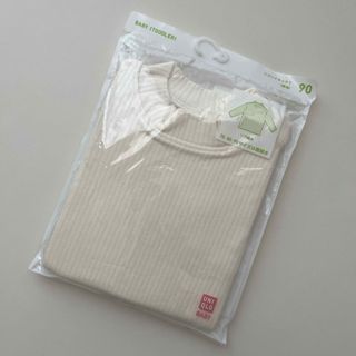 ユニクロ(UNIQLO)のリブハイネックT ユニクロ 肩開き 長袖 オフホワイト(Tシャツ/カットソー)