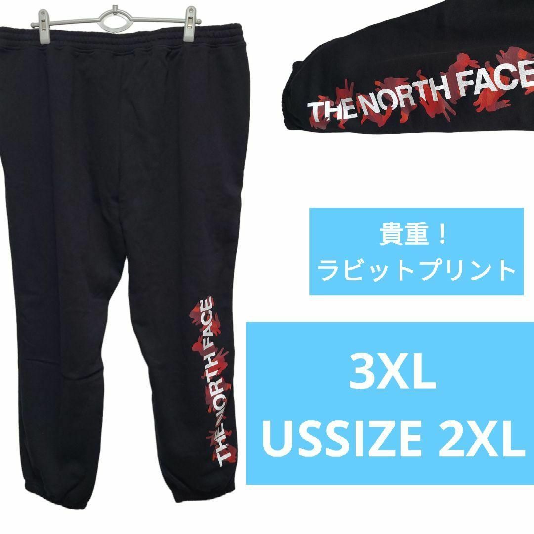 THE NORTH FACE(ザノースフェイス)の3XL ノースフェイス ラビット 極太 黒 兎 スウェット パンツ ロゴ メンズのパンツ(その他)の商品写真