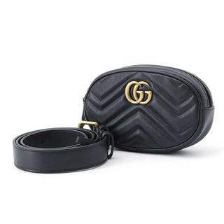 グッチ(Gucci)のグッチ ウエストバッグ GGマーモント キルティングレザー ベルトバッグ 476434 GUCCI ボディバッグ 黒(ボディバッグ/ウエストポーチ)