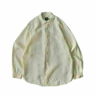 ギャップ(GAP)の90s GAP ギャップリネンシャツ 長袖シャツ イエロー 無地(シャツ)