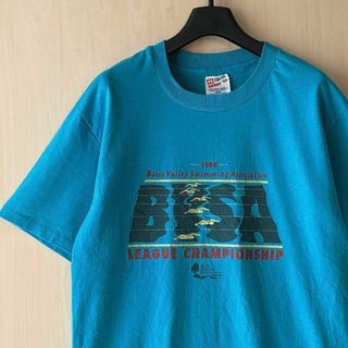 ヘインズ(Hanes)の90s古着　ヴィンテージ　ヘインズ　イベントTシャツ　水泳　グラフィック(Tシャツ/カットソー(半袖/袖なし))