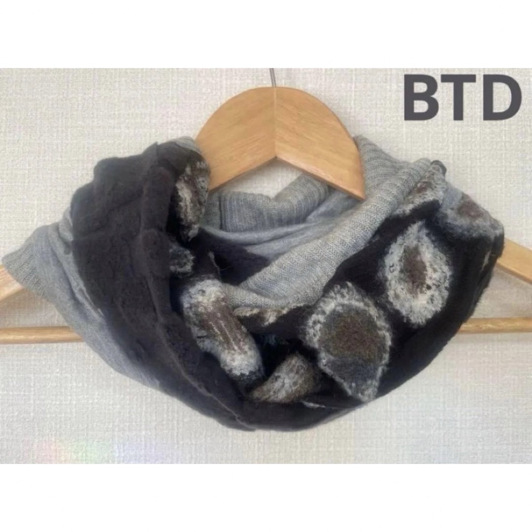 BTDターバン兼用ブラック&グレードット新作国内ハンドメイドネックウォーマー レディースのファッション小物(ネックウォーマー)の商品写真