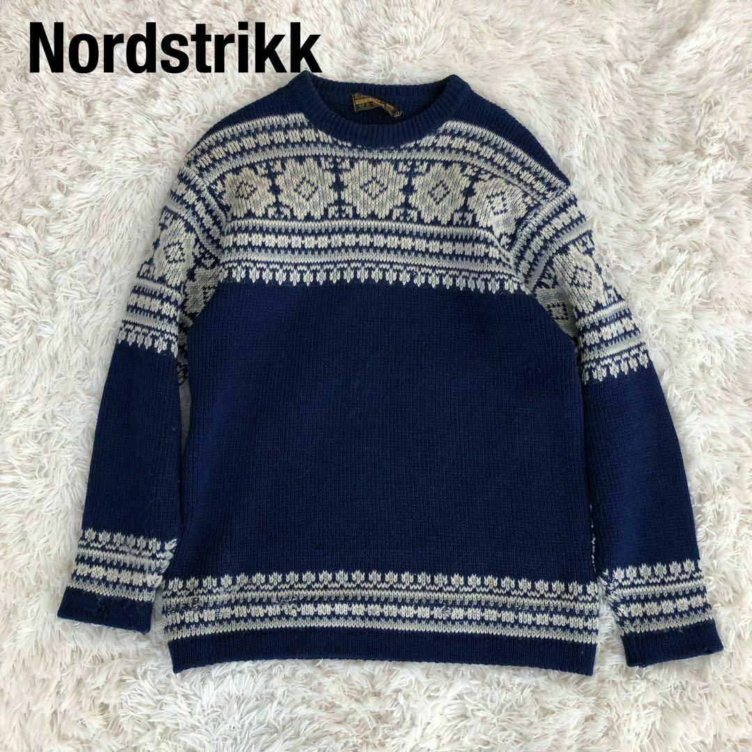 Nordstrikkノルディックニットセーター　ノルウェー製ブルー雪柄 メンズのトップス(ニット/セーター)の商品写真