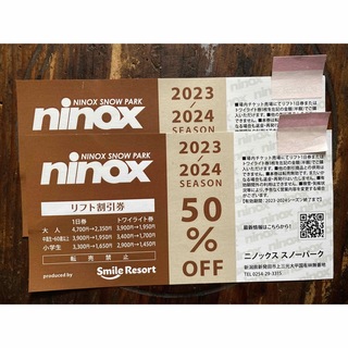 新潟県　ニノックススノーパーク　半額券2枚セット(スキー場)