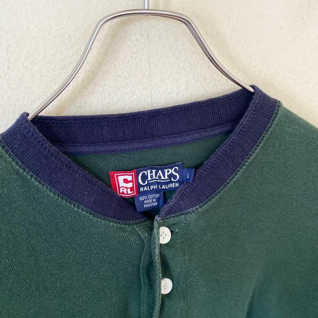 CHAPS(チャップス)のCHAPS チャップス　長袖　ヘンリーネック　Tシャツ　ロンT 古着　アメカジ メンズのトップス(Tシャツ/カットソー(七分/長袖))の商品写真