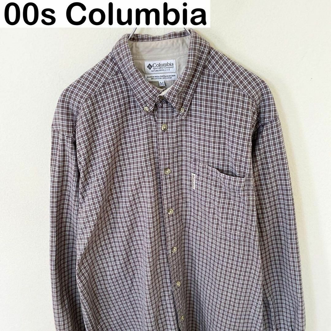 Columbia(コロンビア)の00s Columbia コロンビア　刺繍ロゴ　チェック　シャツ　古着 メンズのトップス(Tシャツ/カットソー(七分/長袖))の商品写真