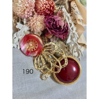 190ミニヘアクリップ　ハンドメイド　ヘアアクセサリー　レッド　ゆらゆらストーン(バレッタ/ヘアクリップ)