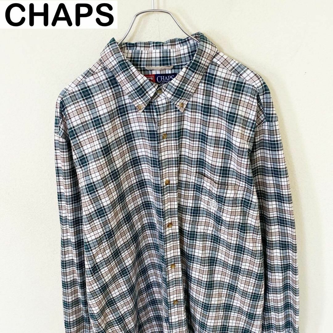 CHAPS(チャップス)のCHAPS チャップス　長袖　刺繍ロゴ　チェック　シャツ　古着　アメカジ メンズのトップス(Tシャツ/カットソー(七分/長袖))の商品写真