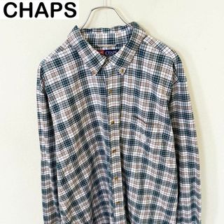 チャップス(CHAPS)のCHAPS チャップス　長袖　刺繍ロゴ　チェック　シャツ　古着　アメカジ(Tシャツ/カットソー(七分/長袖))