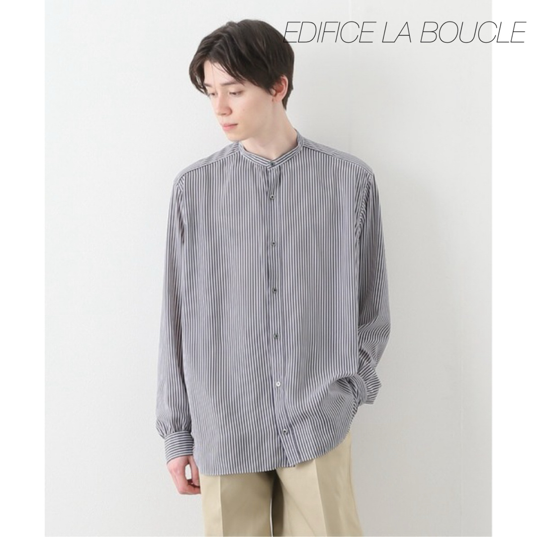 EDIFICE - 【LA BOUCLE】極美品☆スタンドカラーシャツ デシン