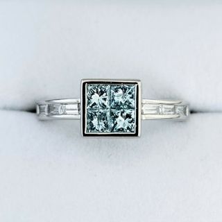 ブルーダイヤモンド リング Pt900 0.58ct 0.20ct 4.9g(リング(指輪))