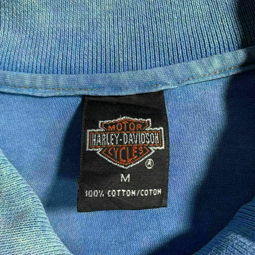 Harley Davidson(ハーレーダビッドソン)の90s USA製 Harley-Davidson 水色ポロシャツ半袖 メンズのトップス(ポロシャツ)の商品写真