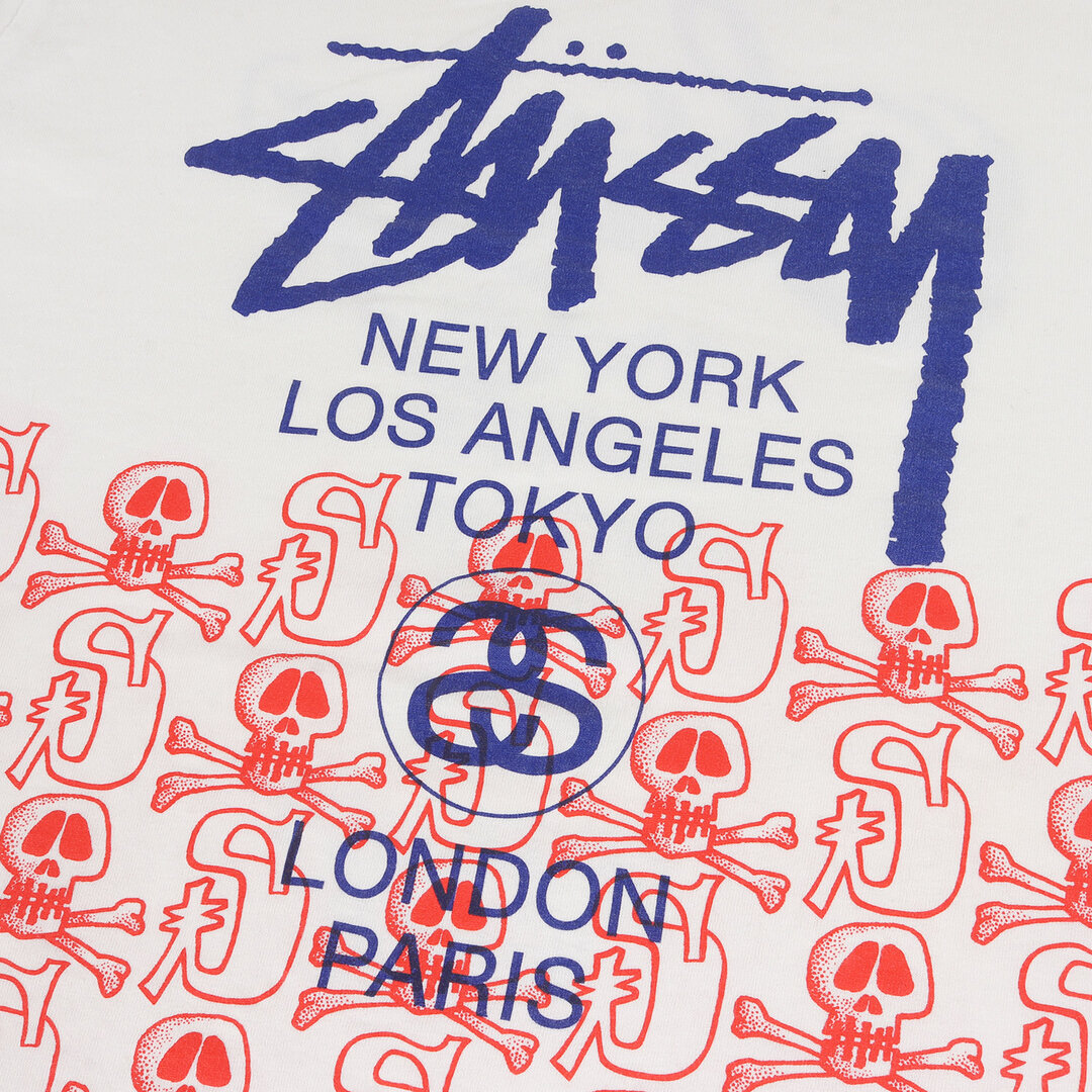 STUSSY(ステューシー)のSTUSSY ステューシー Tシャツ サイズ:XL ワールドツアー スカルボーン ロングスリーブTシャツ ホワイト 白 トップス カットソー 長袖 クルーネック【メンズ】【中古】 メンズのトップス(Tシャツ/カットソー(七分/長袖))の商品写真