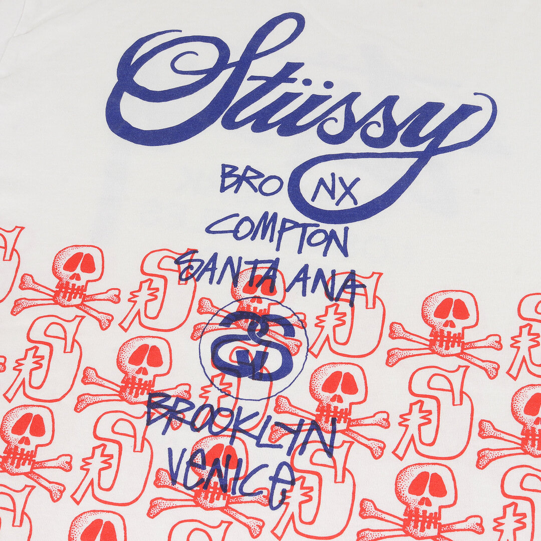 STUSSY(ステューシー)のSTUSSY ステューシー Tシャツ サイズ:XL ワールドツアー スカルボーン ロングスリーブTシャツ ホワイト 白 トップス カットソー 長袖 クルーネック【メンズ】【中古】 メンズのトップス(Tシャツ/カットソー(七分/長袖))の商品写真