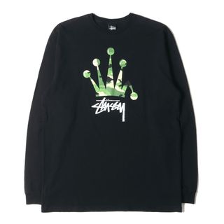 ステューシー(STUSSY)のSTUSSY ステューシー Tシャツ サイズ:XL カモフラージュ クラウン ロングスリーブTシャツ ブラック 黒 迷彩 トップス カットソー 長袖【メンズ】【中古】(Tシャツ/カットソー(七分/長袖))