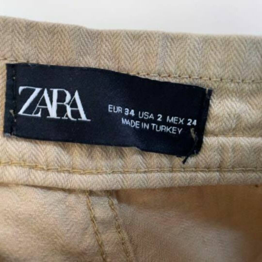 ZARA ザラ ボトムス パンツ ブベージュ サイズXS 体系カバー トルコ製 レディースのパンツ(カジュアルパンツ)の商品写真