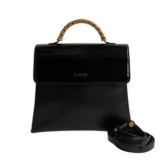 ロエベ(LOEWE)の極 美品 LOEWE ロエベ ベラスケス ツイスト 金具 パテント レザー 本革 2way ハンドバッグ ミニ ショルダーバッグ ブラック 95798(ハンドバッグ)