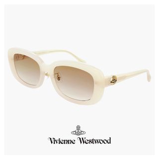 ヴィヴィアンウエストウッド(Vivienne Westwood)の【新品】 41-5004 c01 54mm レディース ヴィヴィアン ウエストウッド サングラス Vivienne Westwood uvカット 紫外線対策 オーバル スクエア 型 フレーム ホワイト ベージュ オーブ アジアンフィット モデル(サングラス/メガネ)