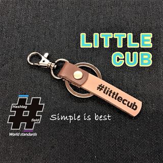 #LITTLE CUB 本革ハッシュタグキーホルダー リトルカブ カブ ホンダ(キーホルダー/ストラップ)