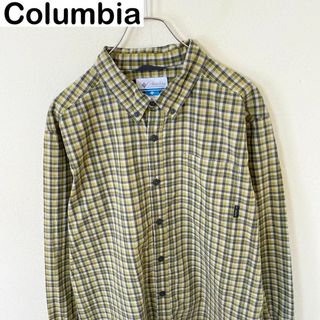 Columbia コロンビア　長袖　刺繍ロゴ　チェック　シャツ　古着　アウトドア