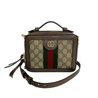 グッチ(Gucci)の未使用保管品 GUCCI グッチ オフィディア GGスプリーム シェリーライン GG ロゴ レザー 本革 チェーン ショルダーバッグ ブラウン 20728(ショルダーバッグ)