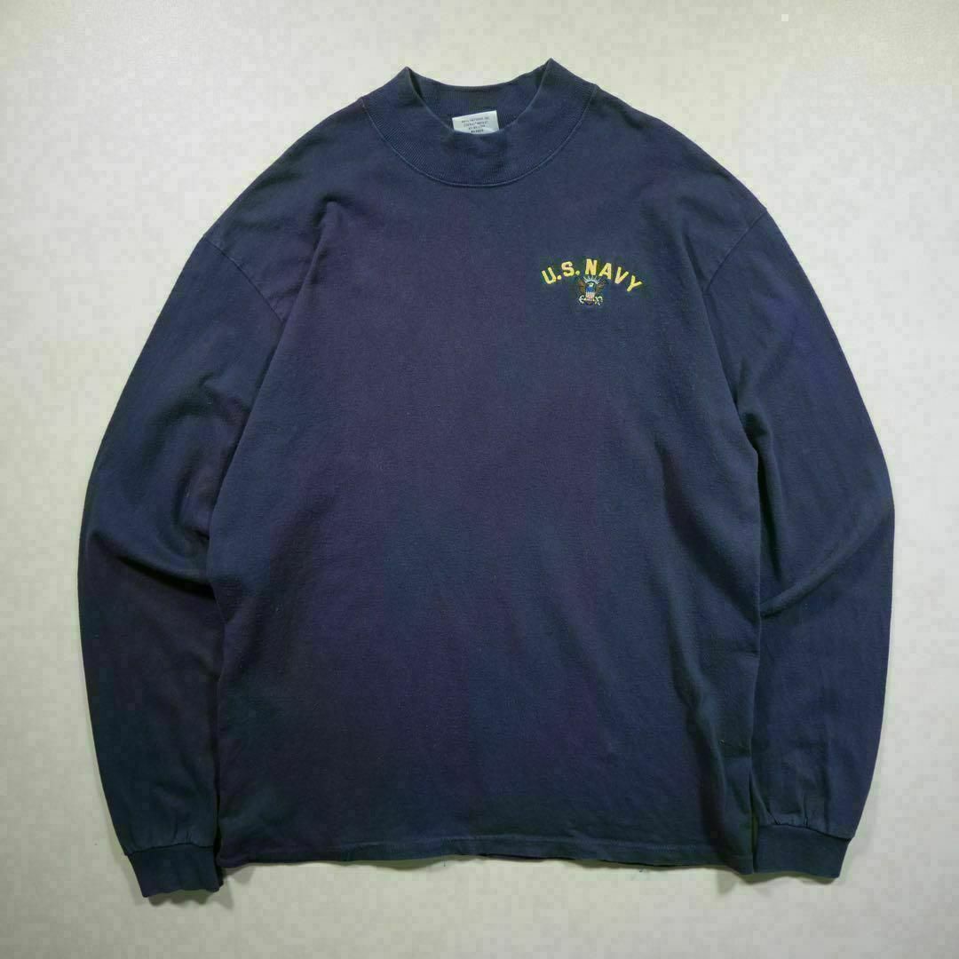 MILITARY(ミリタリー)のU.S. NAVY モックネックロンT ネイビー ワンポイント メンズのトップス(Tシャツ/カットソー(七分/長袖))の商品写真