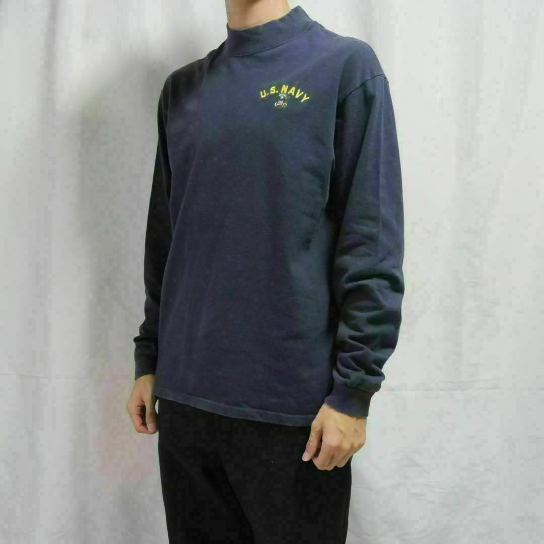MILITARY(ミリタリー)のU.S. NAVY モックネックロンT ネイビー ワンポイント メンズのトップス(Tシャツ/カットソー(七分/長袖))の商品写真