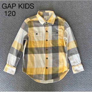 ギャップキッズ(GAP Kids)の１２０　GAP KIDS   チェック柄シャツ　黄色×グレー(ブラウス)