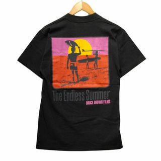 BRUCE BROWN FILMS THE Endless Summer Ⅱ ヴィンテージ プリント Tシャツ 半袖 袖、裾シングルステッチ ブラック S 正規品 / m20248(Tシャツ/カットソー(半袖/袖なし))